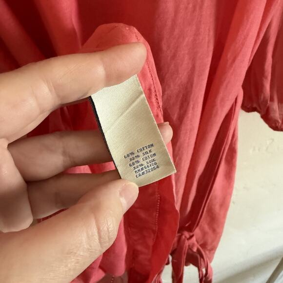 Anthropologie Odille Size 2 Blouse - Pink Wrap Sheer Tie Ruffles Long Sheer - Picture 11 of 12